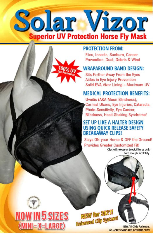 Solar Vizor Fly Mask - With Nose Protection - NEW STYLE