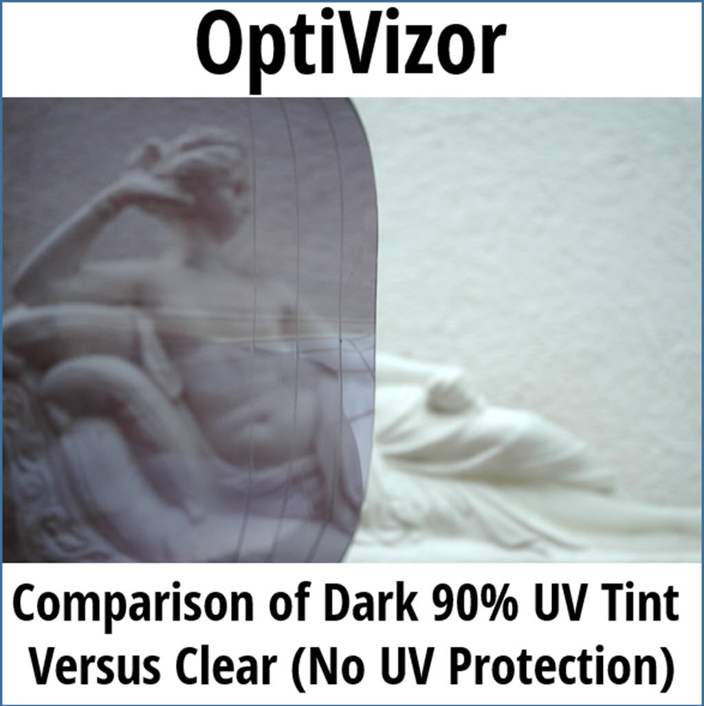 OptiVizor Dark UV Tint Comparison to Clear No UV Protection